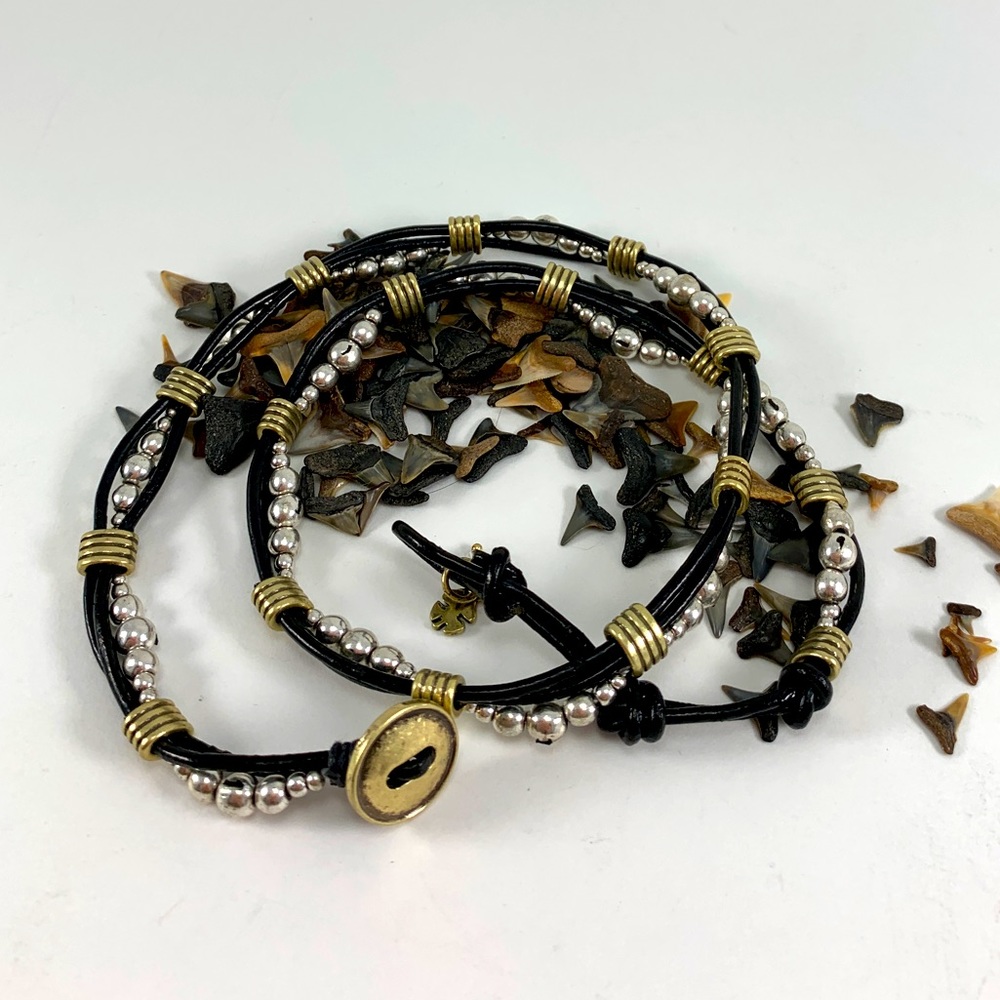 Lucky Brand Vintage Boho Leather and Metal Wrap Bracelet